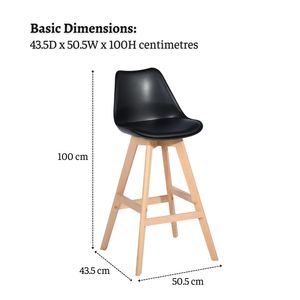 Modern Counter Height Bar <b>Stool</b> with Solid <b>Wood</b> Frame, Nordic High Bar Chair with Ergonomic for Kitchen Island, Restaurant, Café - Product Image 3