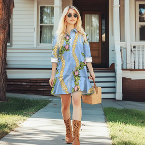 Vestido Camisero Hawaiano Personalizado con Diseño de Puakenikeni, Manga Larga, para Mujer, Estilo Casual para Vacaciones - Product Image 2