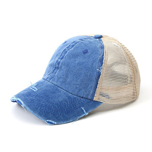 Custom Embroidery Logo Trucker Caps Distressed Washed Mesh Trucker Caps Worn Out Vintage 6 Panel Blank Trucker Caps - Product Image 1