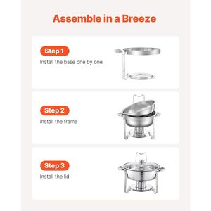 Set da 2 Chafing Dish in Acciaio Inox da 5 Qt, Set Completo per Buffet, Scaldavivande per Catering con Coperchio in Vetro per Feste e Decorazioni da Tavola - Product Image 5