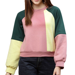 <span class=keywords><strong>Felpa</strong></span> Invernale Casual a Maniche Lunghe in Misto Cotone, Girocollo, Rosa Verde Giallo, per <span class=keywords><strong>Donna</strong></span> - Product Image 1