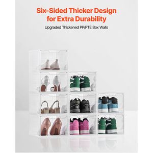 Set di 9 Scatole Trasparenti Grandi per Scarpe, Organizzatori in Plastica Leggeri e Impilabili con Porta Magnetica, Adatte per Sneakers Taglia 13 USA - Product Image 2
