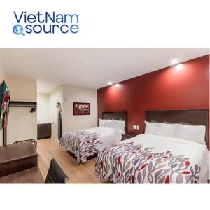 ห้องนอนไม้โรงแรมหรู5ดาวเฟอร์นิเจอร์เตียงคิงไซส์ดีไซน์ทันสมัยพร้อมหัวเตียงไม้สำหรับโครงการอินน์หลังคาแดงแบบเวียดนาม - Product Image 1