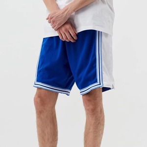 <b>Men</b> Blue White Contrast Binding Swim <b>Trunks</b> Regular Fit Woven Breathable Shorts Solid Color Side Stripe Design - Product Image 4