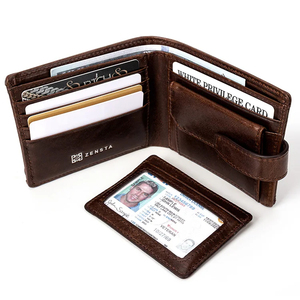 Genuine Leather <b>Men's</b> <b>Wallet</b> Handmade Vintage Fold Closure Short Style Daily Use Brown Color - Product Image 2