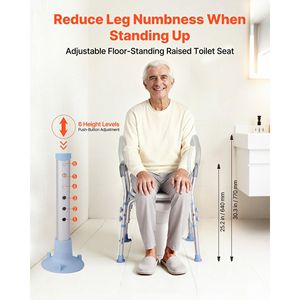 Rialzo per WC Regolabile in Altezza, Capacità di Carico 300 Libbre, con Braccioli Rialzati e Maniglie Allargate per Accesso al Comodino - Product Image 2