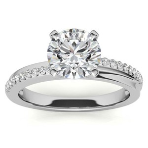 <b>Solitaire</b> Cut Moissanite <b>Ring</b> 925 Sterling <b>Silver</b> Gold Plated Luxury Engagement Wedding Party <b>Ring</b> with Prong Setting - Product Image 1