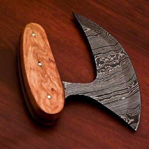 Couteau Ullu forgé à la main sur mesure en acier Damas avec manche en bois et étui en cuir, écologique, ambidextre, moderne, lame de 4-5,9 pouces, 3,0 mm - Product Image 4
