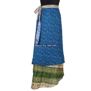 Long Length Beach Wear Magic <b>Skirt</b> Silk <b>Wrap</b> Around 2 Layer Reversible Magic Silk Saris <b>Wrap</b> Long <b>Skirt</b> Silk <b>Wrap</b> Dress - Product Image 5