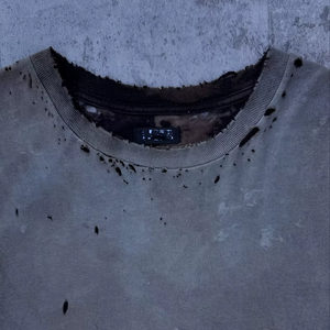 Camiseta Corta Oversize de Algodón Negro con Lavado Ácido, Estilo Vintage Desgastado, Gráficos Personalizados de Alta Calidad - Product Image 3