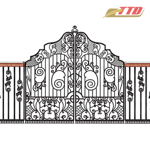 Portail en fer forgé classique de luxe, ornement artisanal, taille personnalisée, revêtement anti-rouille, assemblage facile, marque TTD, villa - Product Image 5