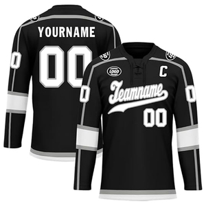 เสื้อฮอกกี้น้ำแข็งแบบตาข่ายคอวีสั่งทำ OEM ขายส่งจากผู้ผลิตในสหรัฐอเมริกา ชุดยูนิฟอร์มฮอกกี้ทีมแบบสั่งทำพิเศษ พิมพ์ลายแบบ Sublimation ปักลาย - Product Image 1