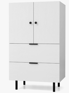 Wholesale Modern <b>Tall</b> White Storage <b>Cabinet</b> with Double Doors and Two Drawers Minimalist Floor Standing Organizer for Living - Product Image 4