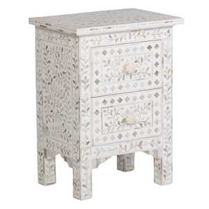Handcrafted <b>Black</b> Bone Inlay 2-Drawer <b>Console</b> <b>Table</b> Modern Antique Design for Living Room Bedroom Home Furniture - Product Image 3