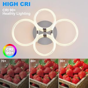 Plafoniera LED Moderna Dimmerabile a 6 Anelli in Acrilico IP44 RGB per Camera da Letto, Soggiorno, Cucina, Ufficio - Product Image 6