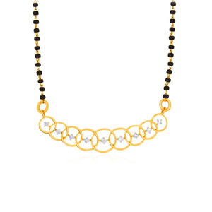 Elegante Collar Mangalsutra Chapado en Oro Rosa con Cuentas Negras y Colgante de Diamante de Corte Redondo Cultivado en Laboratorio - Product Image 1