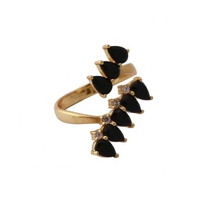 Handmade Gold Plated <b>Ring</b> with Designer Apatite & Cubic Zirconia Gemstones Exclusive Pear Gemstone Tiny Fashion Jewelry - Product Image 6