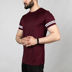 T-shirt à manches courtes pour homme, couleur marron, col rond, coupe ajustée, décontracté, couleur unie, tissu jersey respirant - Product Image 4