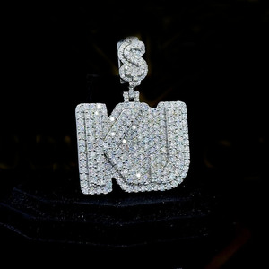 Fully Iced Out Style Custom Moissanite Diamond <b>Initial</b> <b>Pendant</b> Birthday Party Gifts for Mens 925 Sterling <b>Silver</b> Hip Hop Jewelry - Product Image 1