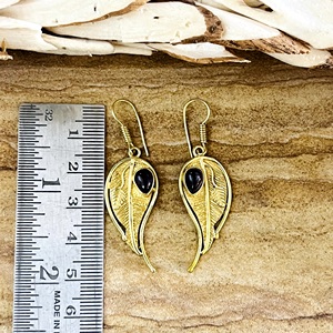 Pendientes colgantes de latón con diseño de hoja bohemia y gema, chapados en oro de 18K, con amatista, para mujer, favoritos de los compradores, venta al por mayor/OEM/ODM - Product Image 4
