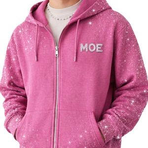 เสื้อฮู้ดซิปประดับคริสตัลทั้งตัวสำหรับผู้ชาย ผ้าฝ้ายฟลีซ ทรงโอเวอร์ไซส์ สไตล์สตรีทแวร์ ผลิตด้วยคริสตัล - Product Image 4