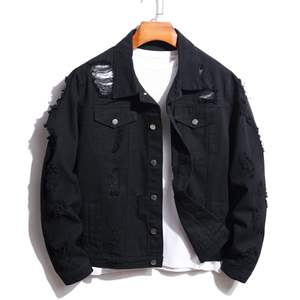 Veste en jean pour homme, tendance, déchirée, style streetwear, veste de cow-boy - Product Image 2