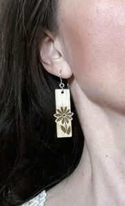 Boucles d'oreilles en bois gravées SVG fichier Glowforge boucles d'oreilles, boucles d'oreilles SVG rectangulaires, dessins faits à la main. - Product Image 6