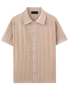 เสื้อเชิ้ตแขนสั้นถักลายสัตว์สำหรับผู้ชาย สีเขียว ติดกระดุมด้านหน้า ทรงปกติ ระบายอากาศได้ดี ผลิตจากผ้าฝ้าย/ใยไผ่ รับสกรีนโลโก้ - Product Image 5