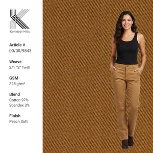 Tissu sergé 2/1 en coton (97%) et élasthanne (3%) de 325 g/m², teint pigmentaire, doux et extensible, pour pantalons chino – Vente en gros - Product Image 1