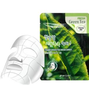 3W CLINIC แผ่นมาส์กหน้าชาเขียวสด 23 กรัม ให้ความชุ่มชื้น บำรุงผิว ปลอบประโลมผิว ผลิตภัณฑ์ดูแลผิวจากเกาหลี อ่อนโยน ดูแลผิวหน้าทุกวัน - Product Image 1