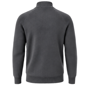 Cardigan zippé en maille pour homme, col montant, manches longues, poignets et ourlet côtelés, gris anthracite, avec poches latérales, coupe classique - Product Image 2
