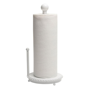 Support de rouleau d'essuie-tout blanc avec base lestée antidérapante pour comptoir de cuisine et table à manger, distributeur de rouleaux de cuisine en fer - Product Image 1