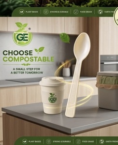 Cuillères compostables personnalisées |   Couverts jetables écologiques biodégradables pour la restauration - Product Image 2