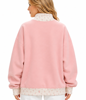 Sweat-shirt à col montant pour femme avec logo personnalisé, appliqué en twill, broderie, mélange polyester-coton, coupe oversize, style campus