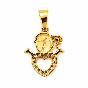 18ct Yellow Gold <b>Heart</b> Diamond Clown Pendant for Women Unisex High Polish Cartoon Party Gift Daily Wear Jewelry Pendant - Product Image 5