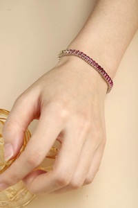 Oval Cut 925 Silver <b>Ruby</b> <b>Bracelet</b> Women's Classic Everyday Wear Jewelry - Product Image 6