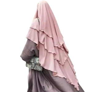 2026 Vente en gros Hijab pour femmes musulmanes en tissu haut de gamme fait main, style Dubaï, islamique, élégant, ethnique, long, pour le Ramadan, avec design avant-arrière - Product Image 2
