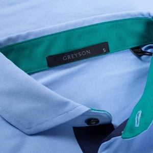 Polo à manches courtes bleu clair pour homme, logo loup brodé, tissage Oxford, coupe décontractée, respirant, 100% coton - Product Image 6
