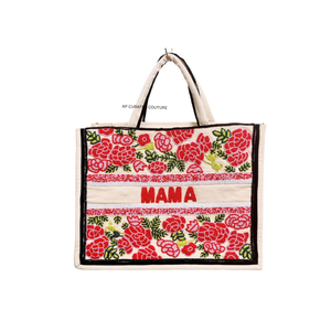 Custom Factory Direct Women's Beaded Tote <b>Bags</b> with Personalized Names Checkered Pattern Durable Canvas Summer Vacation Ready - Product Image 2