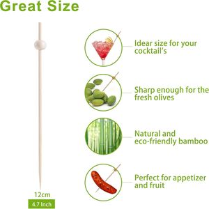 Stuzzicadenti in bambù da 4,7 pollici, 200 pezzi, per antipasti, bevande, dessert, spiedini per salumi e formaggi, ideali per l'ospitalità - Product Image 2