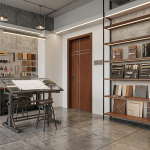 Puerta de Estilo Moderno con Núcleo Compuesto Hueco, Puerta Interior Principal de Madera WPC para Interiores de Casa con Marco para Dormitorio - Product Image 2