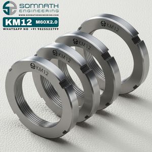 Écrous de blocage à droite KM12 M60X2.0, métriques de précision, entièrement filetés, finition naturelle, pour arbre de roulement, autobloquants, usinés CNC, classe 4 - Product Image 4