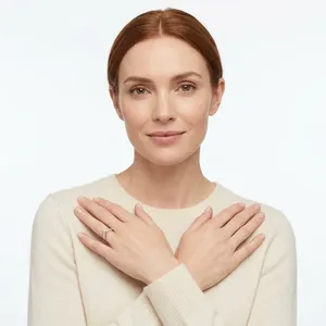 Bague de luxe en or rose Chevron Wishbone avec diamant de laboratoire taille brillant poire, courbée et empilable, pour femme, fiançailles, fête, mariage - Product Image 1