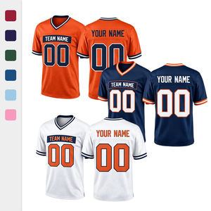 Maillot de football américain personnalisé et brodé, 100 % polyester, taille uniforme pour fan de stade, OEM, nom et numéro personnalisés, vêtements de sport - Product Image 1