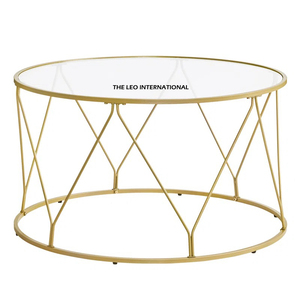 Table gigogne géométrique avec plateau en verre transparent, mobilier de luxe, table basse décorative, accessoires de maison uniques et élégants - Product Image 4