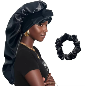 Gorro de Dormir Unisex de Satén con Cola Larga para Trenzas, Gorro de Noche Ajustable para Ducha, Sauna y Baño - Product Image 2