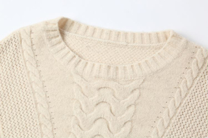 Men's Cream Knitted <b>Pullover</b> <b>Sweater</b> Solid Color Autumn Wear Regular Fit Long Sleeve Cable Pattern - Product Image 4