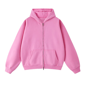 Sweat-shirt unisexe à capuche zippé surdimensionné vert uni 100% coton molletonné, vêtement d'hiver décontracté avec poche kangourou, respirant et à séchage rapide - Product Image 2