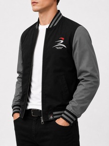 Chaqueta Varsity de Béisbol con Capucha para Hombre, Diseño Personalizado OEM, Dos Tonos, Estilo Urbano, Hip Hop, Lona Impermeable y Resistente al Viento con Forro de Lana - Product Image 2