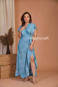 Women's Bohemian Casual V-neck Flare Sleeves Kimono <b>Dress</b> Floral Printed Beach Wear for Summer Open Front Soft Long Kimono Robes - Product Image 6